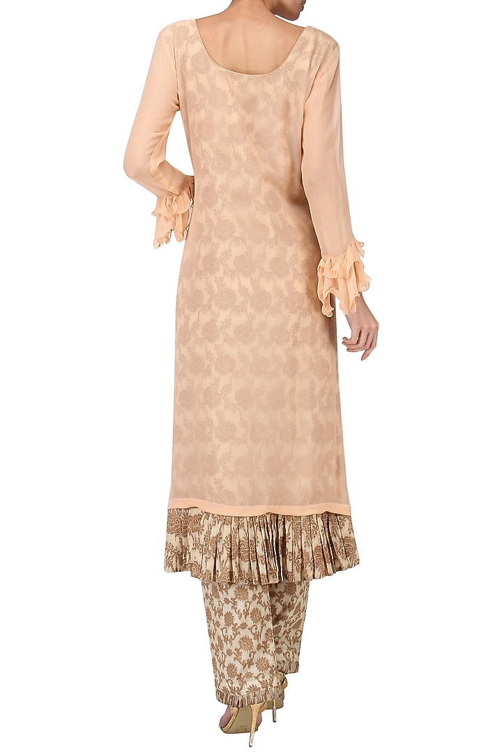 Peach gota work kurta set available only at Pernia's Pop Up Shop.