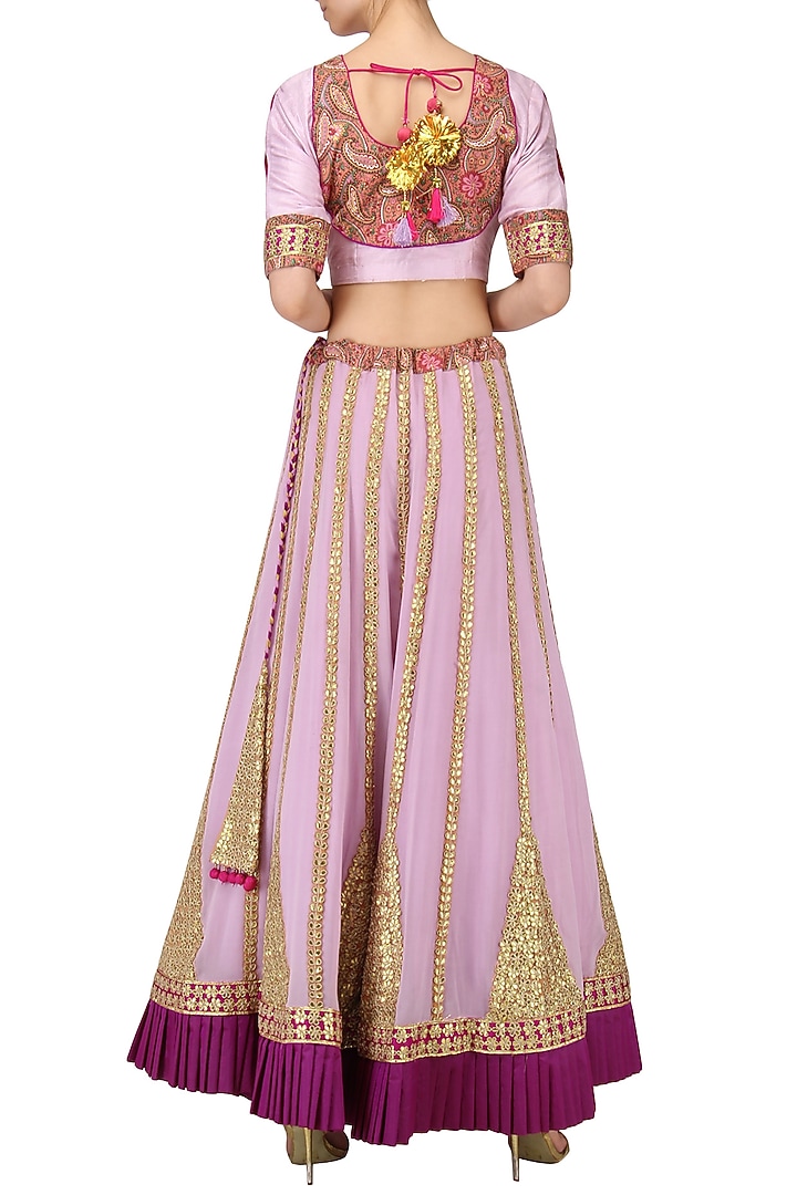 Lavender gota patti work lehenga set available only at Pernia's Pop Up Shop.
