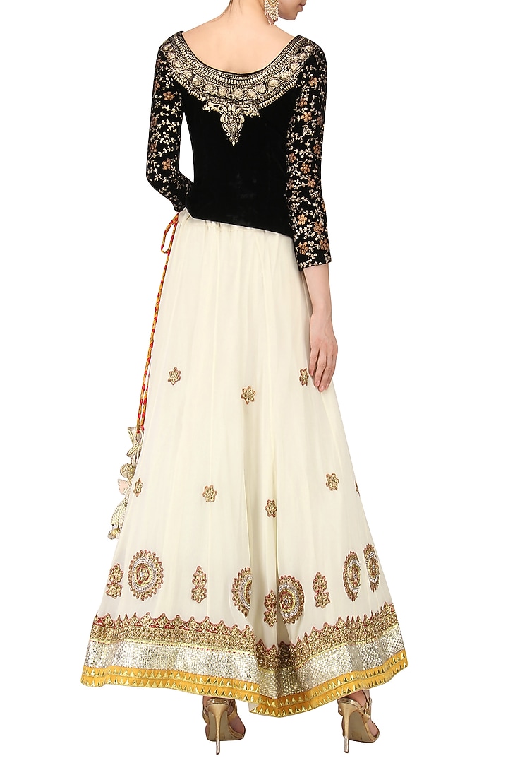 Black and White Embroidered Lehenga Set available only at Pernia's Pop Up Shop.