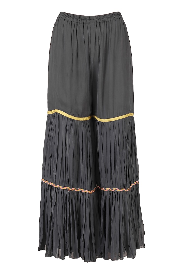 Powder blue embroidered kurta with navy blue sharara pants set available only at Pernia's Pop Up Shop.