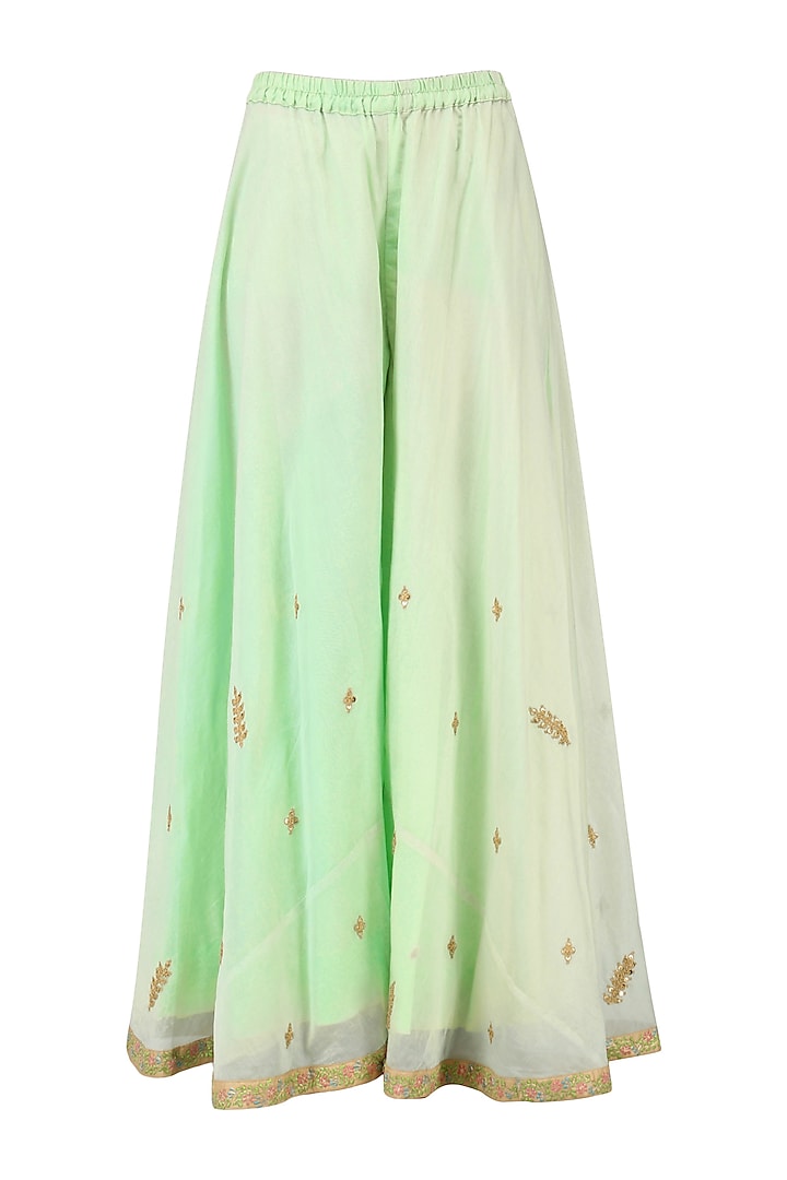 Pastel green embroidered lehenga set available only at Pernia's Pop Up Shop.
