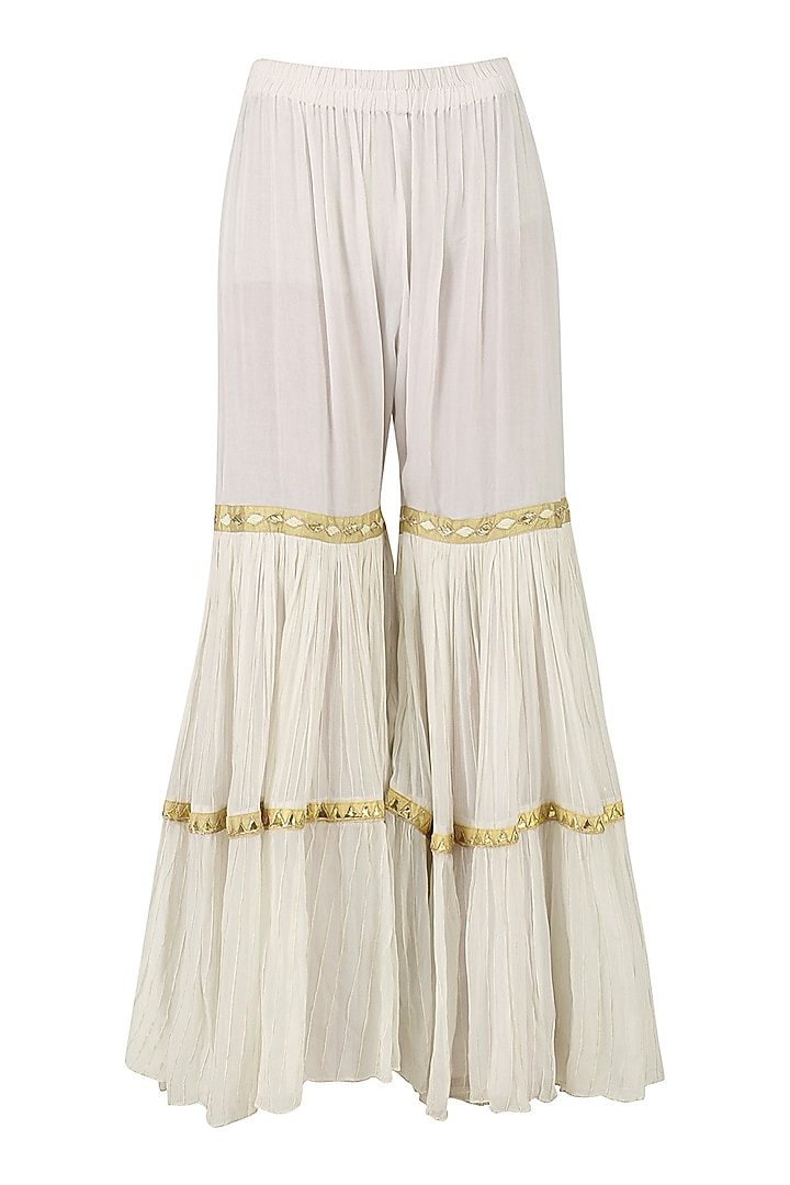 Powder blue embroidered kurta with tiered sharara pants set available only at Pernia's Pop Up Shop.
