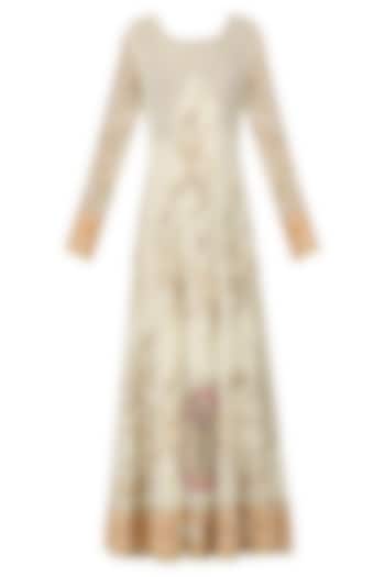 Off white and peach embroidered anarkali gown available only at Pernia's Pop Up Shop.