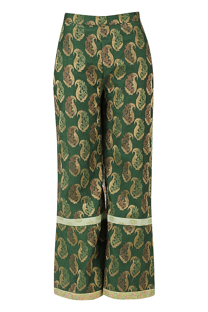 Daisy white embroidered anarkali with emerald grren palazzo pants available only at Pernia's Pop Up Shop.