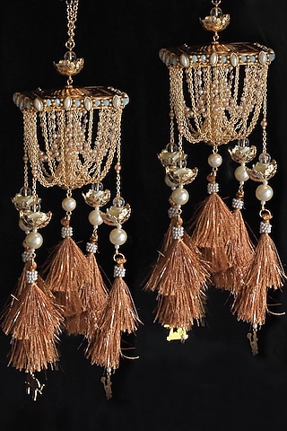Gold Finish Beaded Kaleeras (Set of 2) by Beabhika