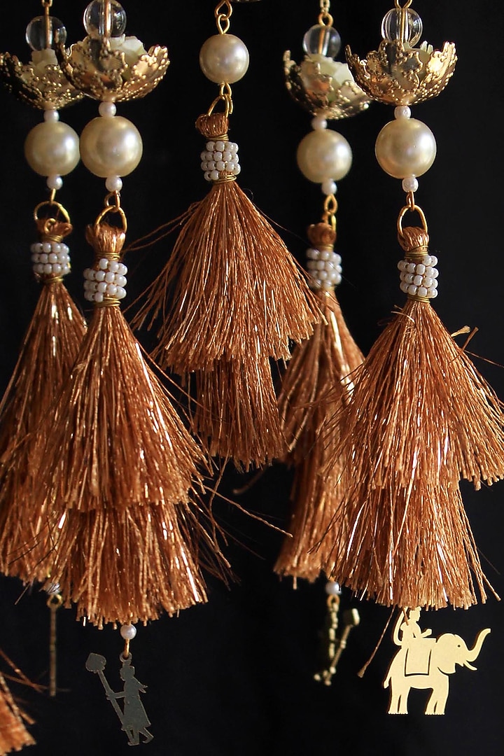 Gold Finish Beaded Kaleeras (Set of 2) by Beabhika at Pernia's Pop Up Shop
