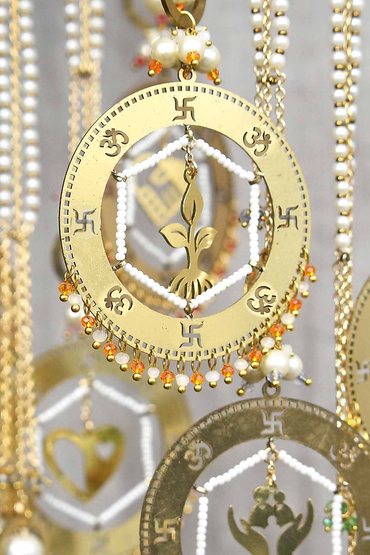 Gold Finish Pearl Cluster Kaleeras (Set of 2) by Beabhika at Pernia's Pop Up Shop