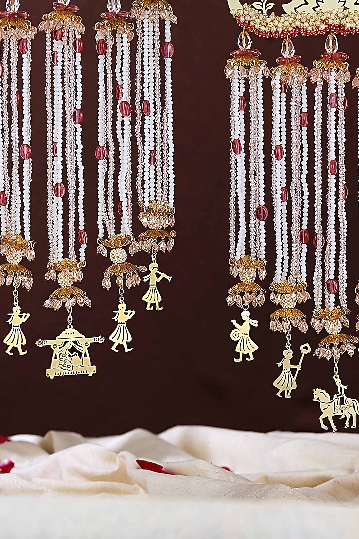 Gold Finish Floral Kaleeras (Set of 2) by Beabhika at Pernia's Pop Up Shop