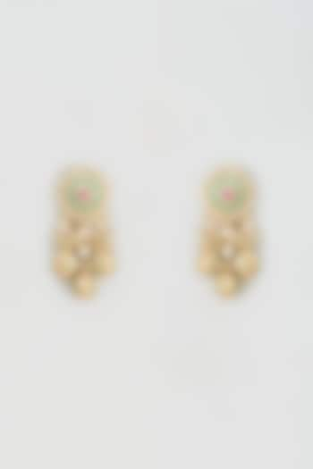 Gold Finish Kundan Polki Dangler Earrings by BeautiArt at Pernia's Pop Up Shop