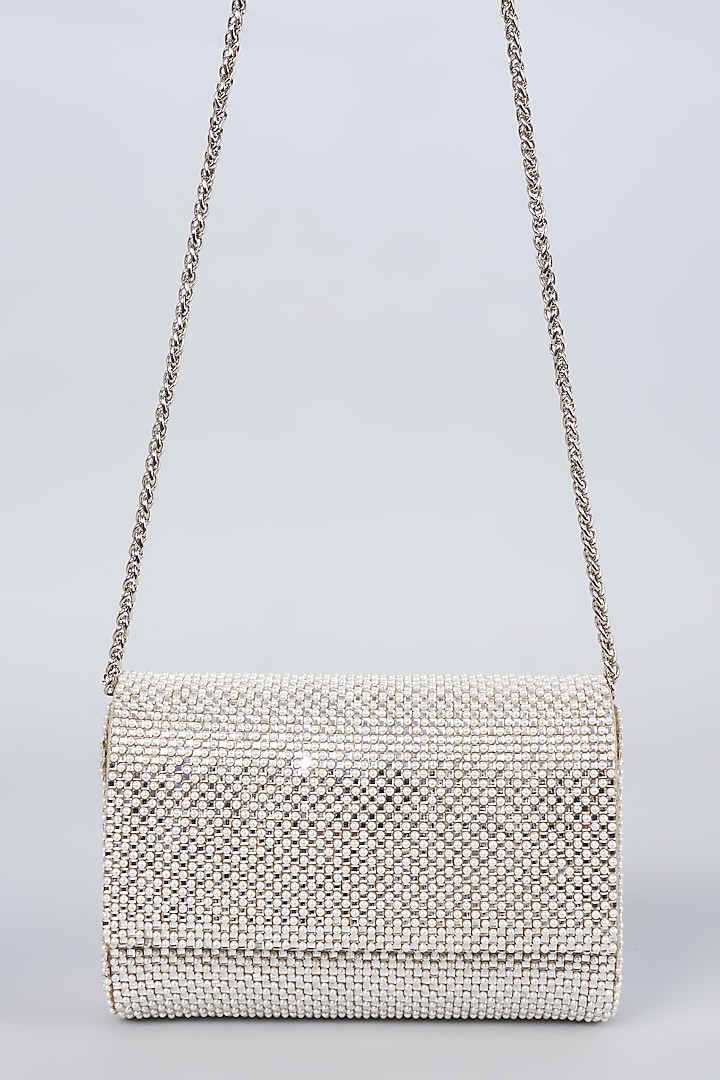 Rose Gold & Silver Vegan Leather Embellished Clutch by BEAU MONDE at Pernia's Pop Up Shop