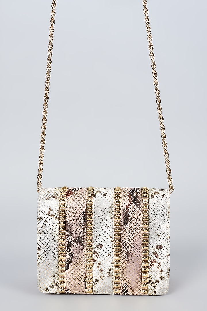 Green & Gold Vegan Leather Embellished Clutch by BEAU MONDE at Pernia's Pop Up Shop