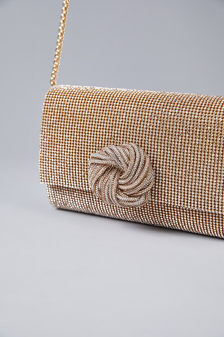 Gold Vegan Leather Glittery Clutch by BEAU MONDE at Pernia's Pop Up Shop