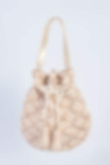 Light Gold Velvet Embroidered Potli by BEAU MONDE at Pernia's Pop Up Shop