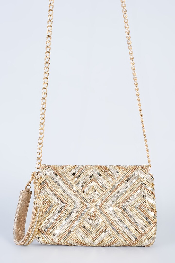 Gold & Silver Embroidered Clutch by BEAU MONDE at Pernia's Pop Up Shop
