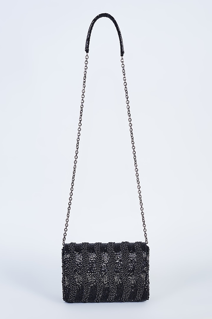 Black Hand Embroidered Clutch by BEAU MONDE at Pernia's Pop Up Shop