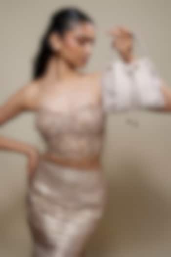 Pink Faux Leather Rectangular-Shaped Bucket Bag by BEAU MONDE at Pernia's Pop Up Shop