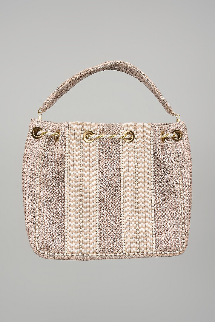 Pink Faux Leather Rectangular-Shaped Bucket Bag by BEAU MONDE at Pernia's Pop Up Shop