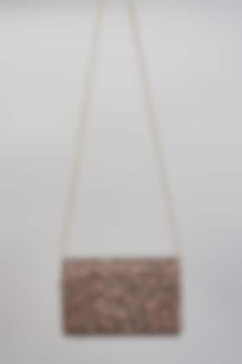 Bronze Vegan Leather Beadwork Clutch by BEAU MONDE at Pernia's Pop Up Shop