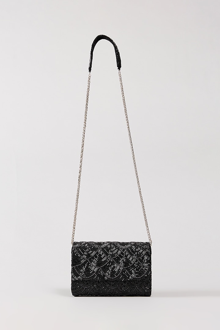 Black Velvet Crystal & Beads Embellished Handcrafted Clutch by BEAU MONDE at Pernia's Pop Up Shop