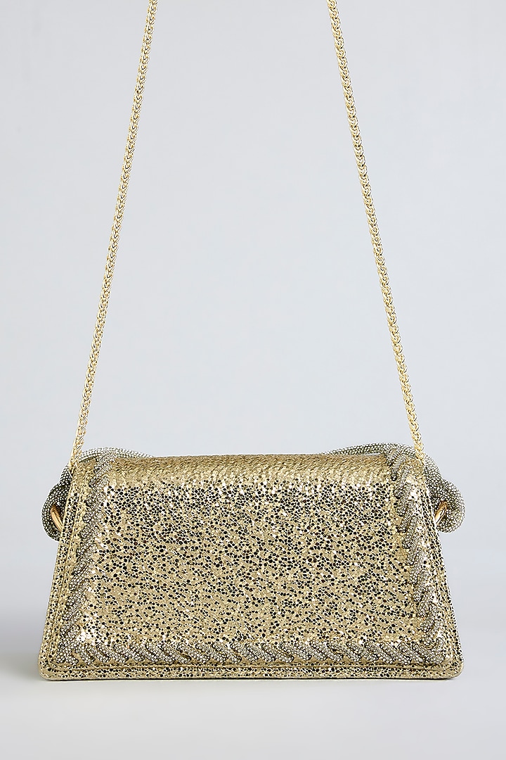 Golden Shimmer Faux Leather Bag by BEAU MONDE at Pernia's Pop Up Shop