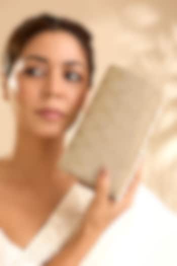 Gold Shimmer Faux Leather Clutch by BEAU MONDE at Pernia's Pop Up Shop