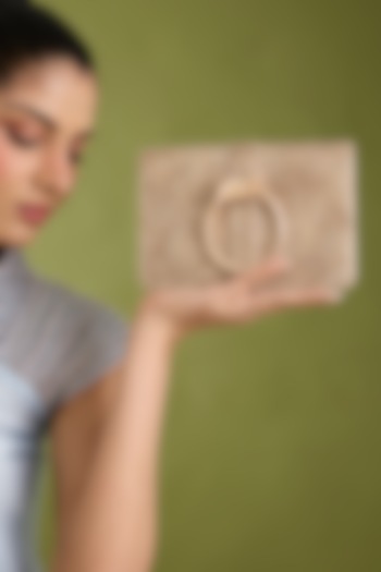 Rose Gold Vegan Faux Leather Clutch by BEAU MONDE at Pernia's Pop Up Shop