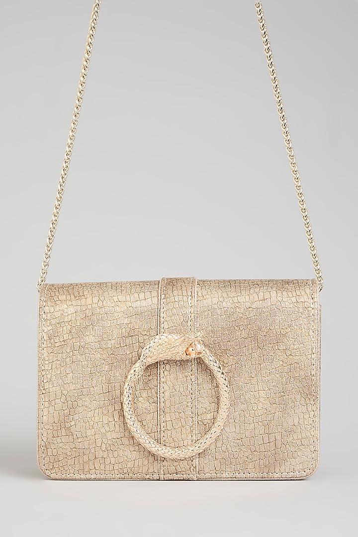 Rose Gold Vegan Faux Leather Clutch by BEAU MONDE at Pernia's Pop Up Shop
