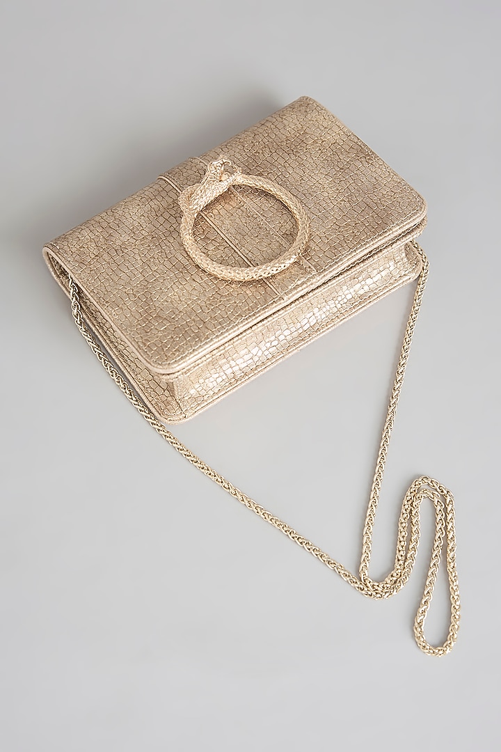 Rose Gold Vegan Faux Leather Clutch by BEAU MONDE at Pernia's Pop Up Shop