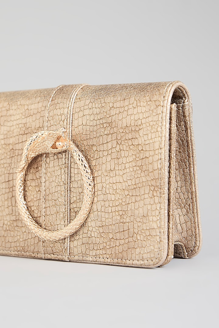 Rose Gold Vegan Faux Leather Clutch by BEAU MONDE at Pernia's Pop Up Shop