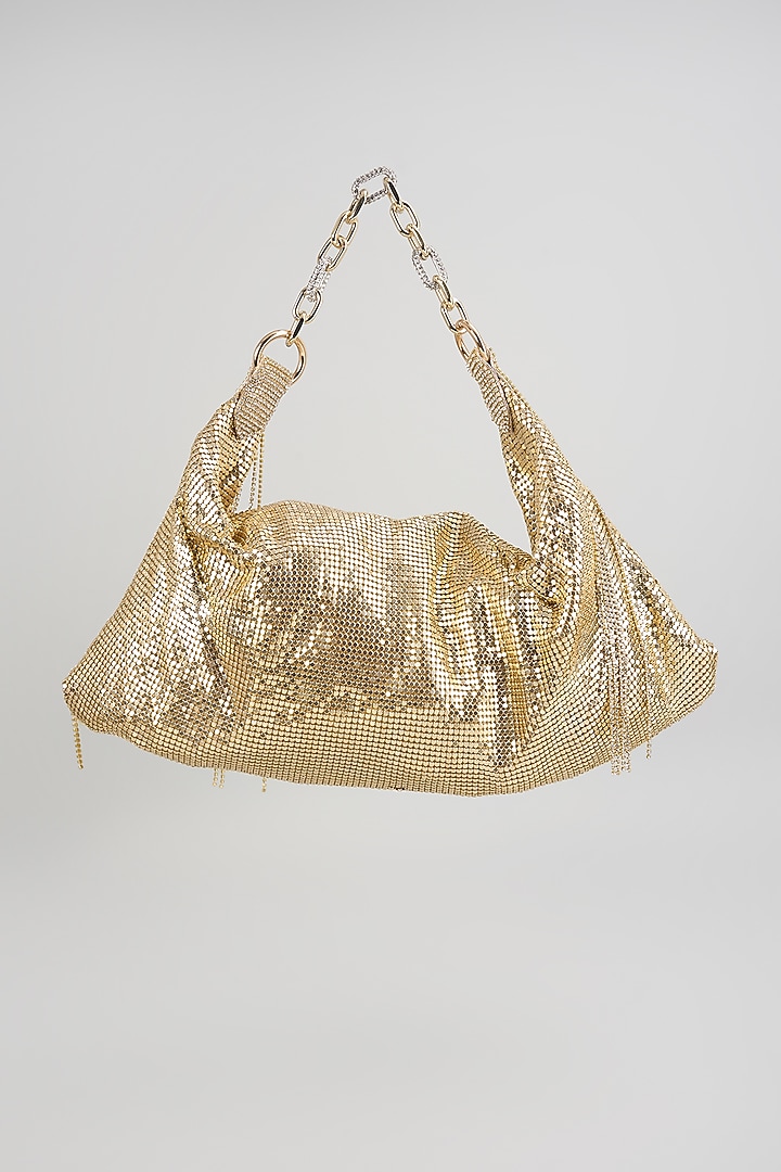 Gold Shimmer Faux Leather Bag by BEAU MONDE at Pernia's Pop Up Shop