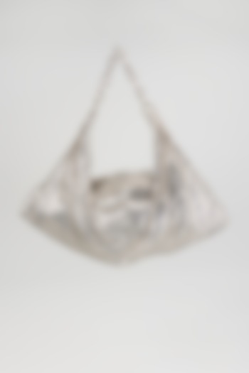 Silver Shimmer Faux Leather Bag by BEAU MONDE at Pernia's Pop Up Shop