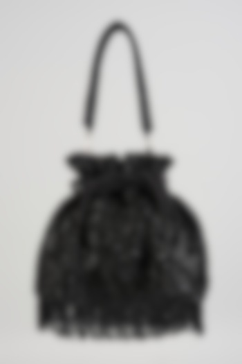 Black Suede Velvet Potli Bag by BEAU MONDE at Pernia's Pop Up Shop