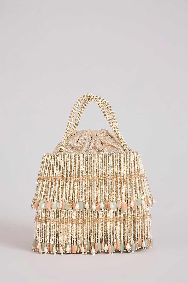 Gold Suede Velvet Clutch by BEAU MONDE at Pernia's Pop Up Shop