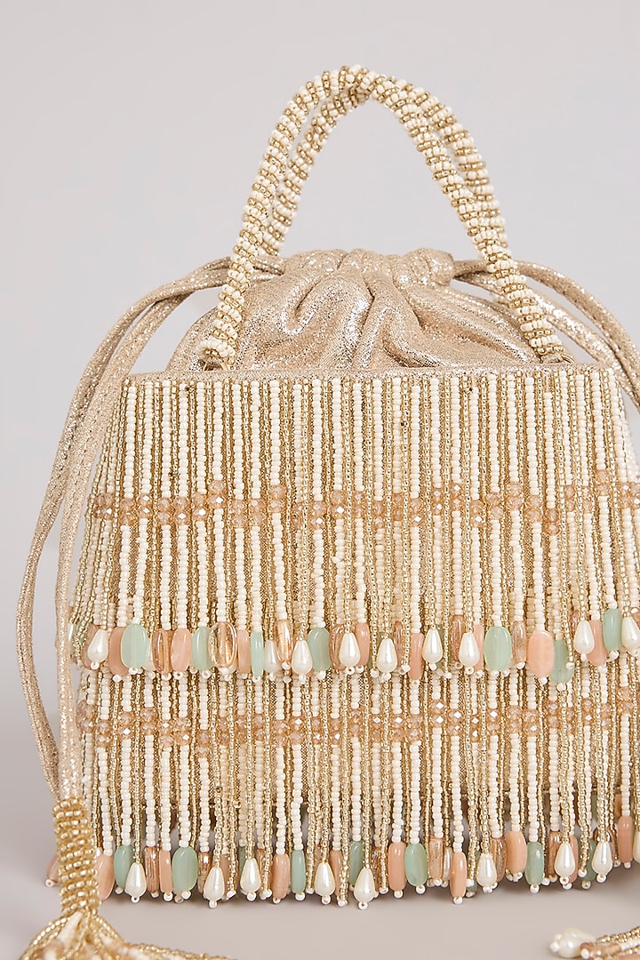 Gold Suede Velvet Clutch by BEAU MONDE at Pernia's Pop Up Shop