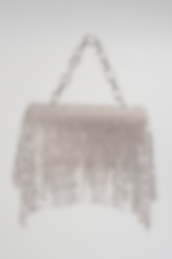 Silver Shimmer Faux Leather Clutch Bag by BEAU MONDE at Pernia's Pop Up Shop