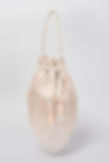 Rose Gold Shimmer Faux Leather Embellished Potli Bag by BEAU MONDE
