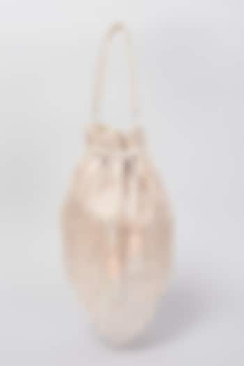 Rose Gold Shimmer Faux Leather Embellished Potli Bag by BEAU MONDE at Pernia's Pop Up Shop