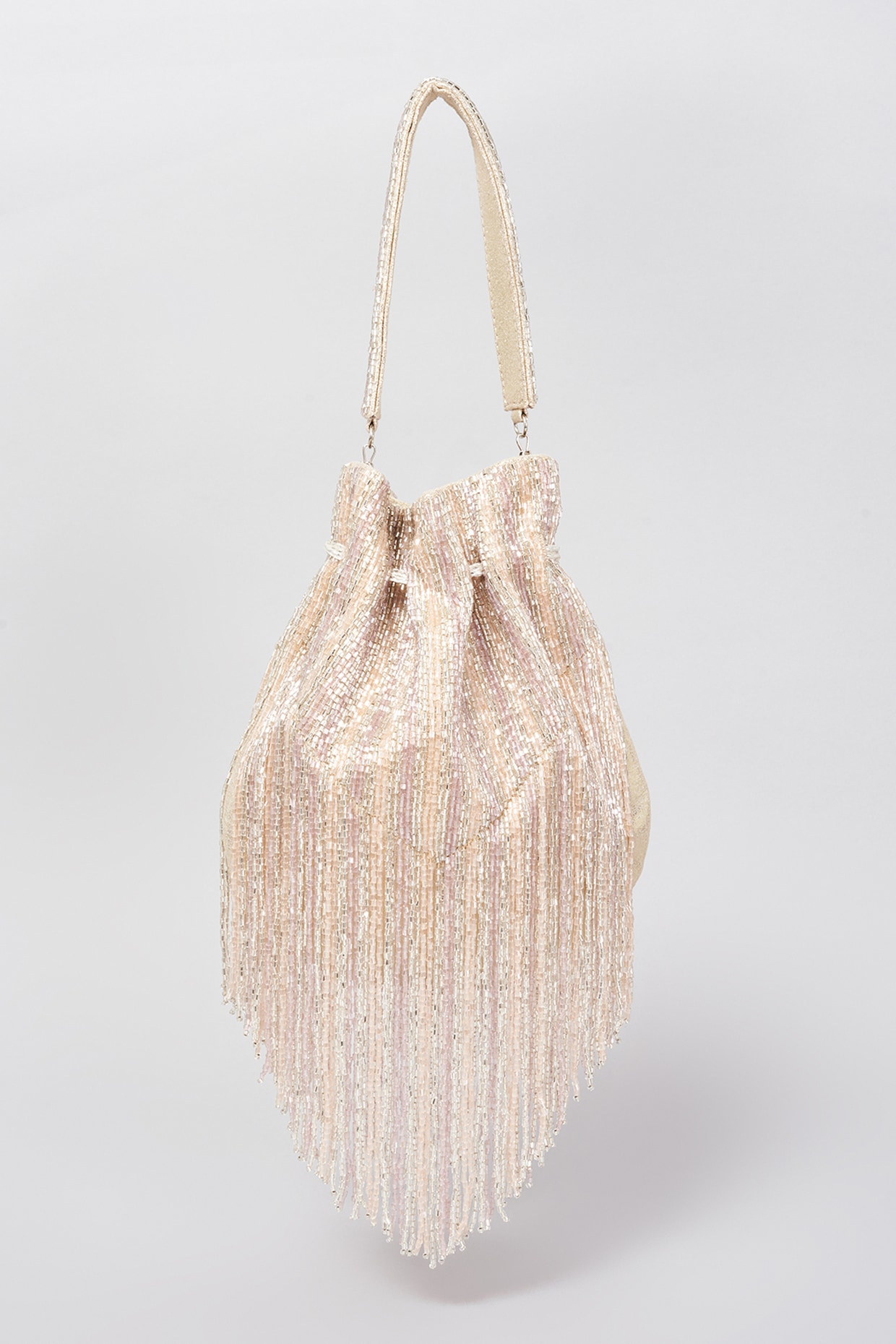 Rose Gold Shimmer Faux Leather Embellished Potli Bag Design by