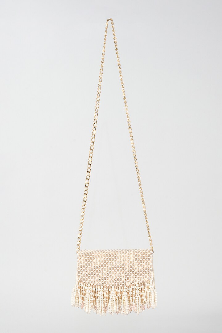 Rose Gold Vegan Leather Embellished Clutch by BEAU MONDE at Pernia's Pop Up Shop