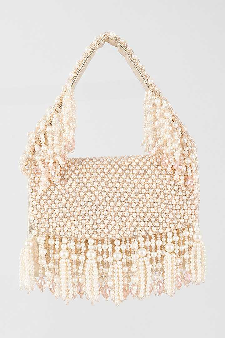 Rose Gold Vegan Leather Embellished Clutch by BEAU MONDE at Pernia's Pop Up Shop