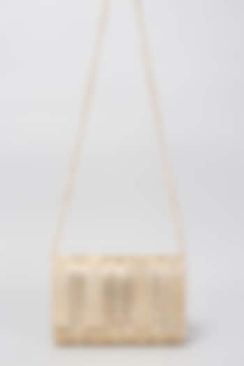 Gold Shimmer Faux Leather Embellished Clutch Bag by BEAU MONDE at Pernia's Pop Up Shop