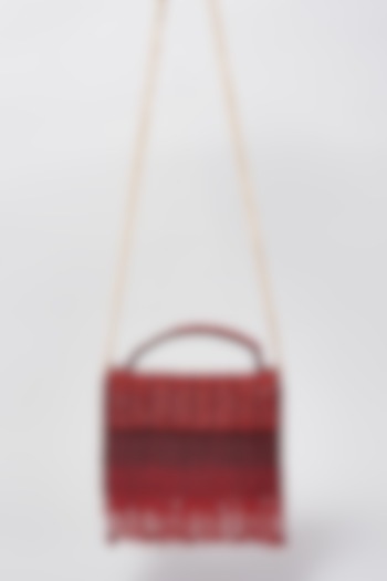 Red Suede Velvet Embellished Bag by BEAU MONDE at Pernia's Pop Up Shop