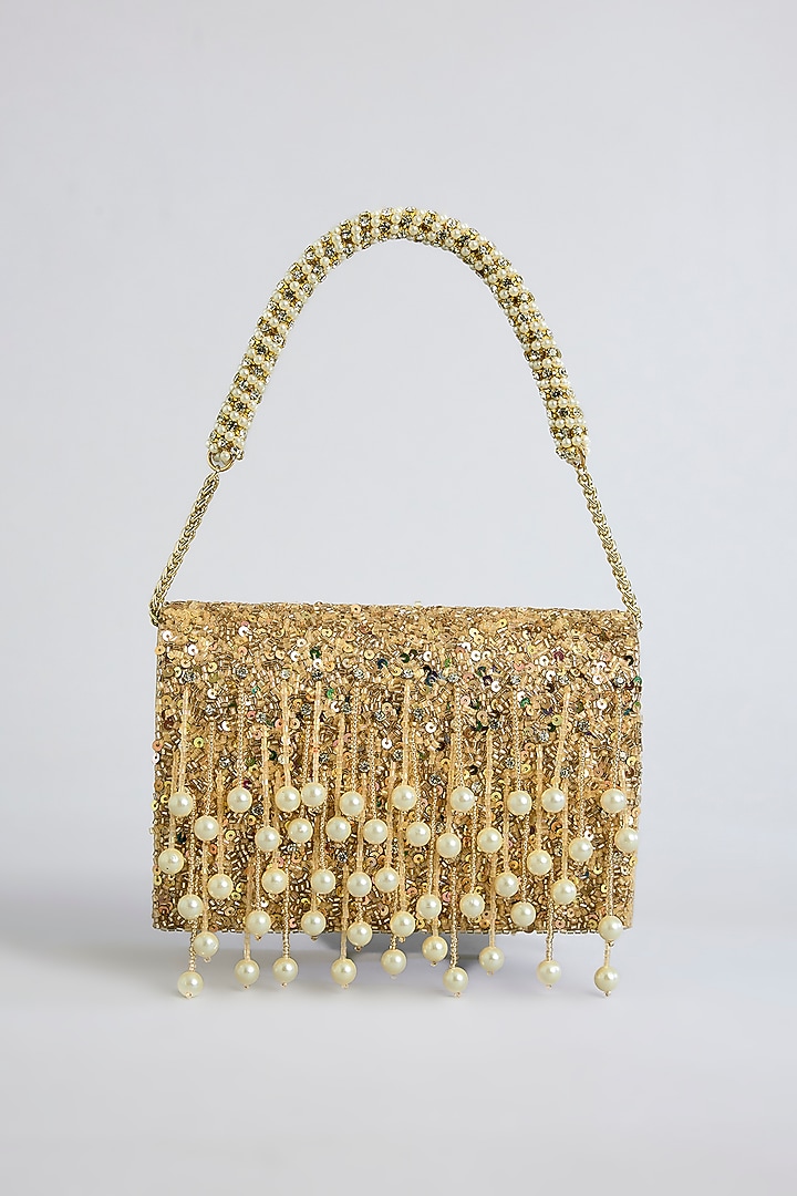 Rose Gold Shimmer Faux Leather Bag by BEAU MONDE at Pernia's Pop Up Shop