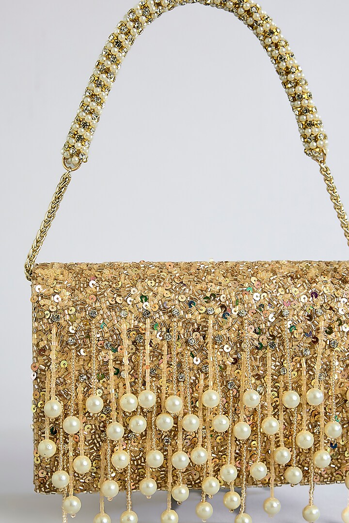 Rose Gold Shimmer Faux Leather Bag by BEAU MONDE at Pernia's Pop Up Shop