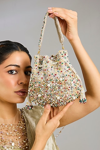 Multi-Colored Faux Leather Potli by BEAU MONDE