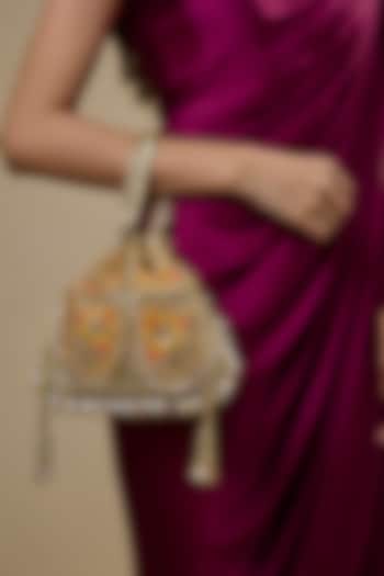 Multi-Colored Satin & Velvet Hand Embroidered Potli by BEAU MONDE at Pernia's Pop Up Shop