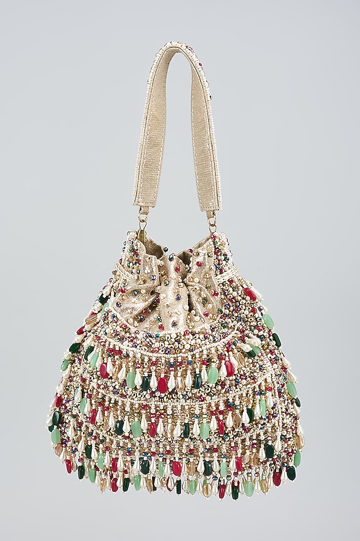 Multi-Colored Satin & Velvet Potli by BEAU MONDE at Pernia's Pop Up Shop