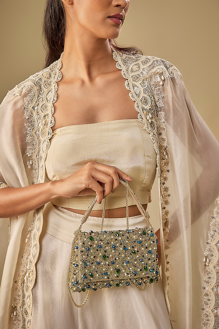 Multi-Colored Satin & Velvet Clutch by BEAU MONDE at Pernia's Pop Up Shop