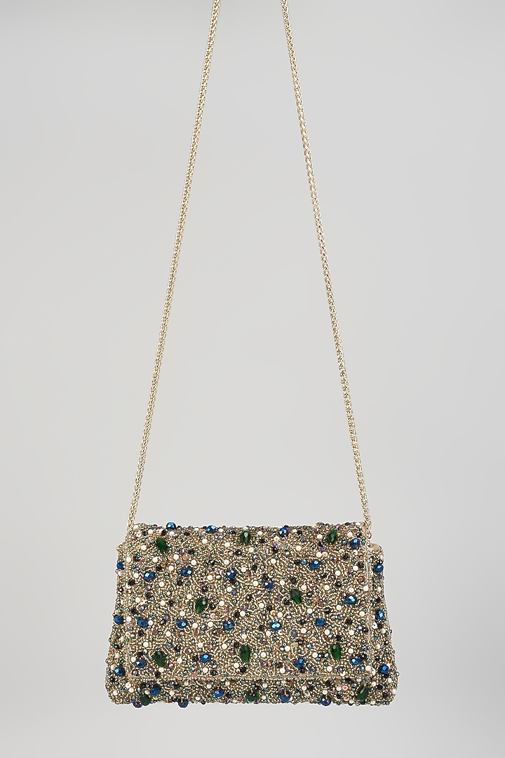Multi-Colored Satin & Velvet Clutch by BEAU MONDE at Pernia's Pop Up Shop