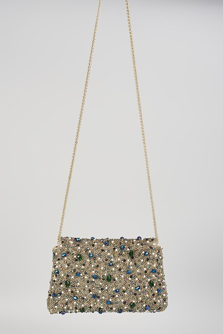 Multi-Colored Satin & Velvet Clutch by BEAU MONDE at Pernia's Pop Up Shop